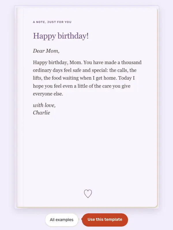 For the person who always shows up: card preview